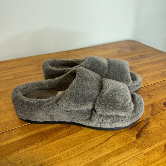 Ugg Fluff That Gray Fuzzy Cozy Wool Blend Slippers Slides Size 9 - Picture 2 of 7